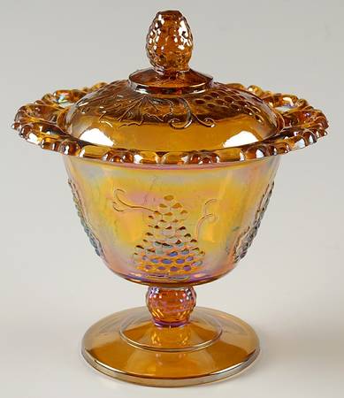 Harvest Carnival (Amber) Footed Candy Dish & Lid