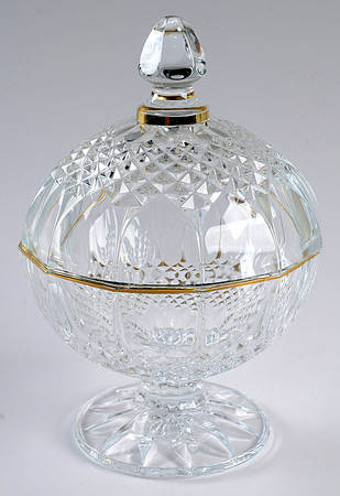 Longchamp Gold Large Candy Jar & Lid by Cristal D'Arques - Durand