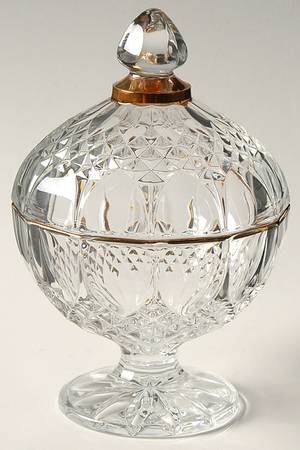 Longchamp Gold Footed Candy Dish & Lid