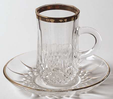 Longchamp Gold Demitasse Cup & Saucer Set by Cristal D'Arques - Durand
