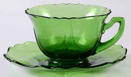 3400 Green (Dark Emerald Green) Cup and Saucer Set (Shape 3500)
