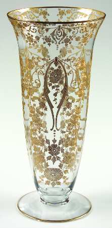 Diane Clear (Stem 3122, Gold Encrusted) 10" Footed Vase