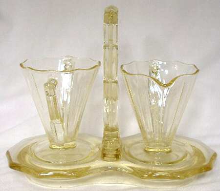 Decagon Yellow Individual Creamer, Sugar and Tray Set