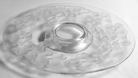 Dogwood Clear (Satin) Footed Cake Plate by Colony