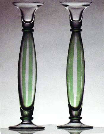 Stripes Green 12" Tall Single Light Candlestick