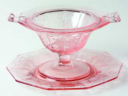 Etch 733 Pink (Stem 3115) Mayonnaise Bowl and Underplate