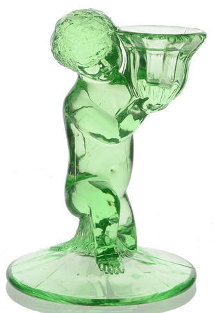 Animals & Figurines 6" Light Emerald Green Cherub Candlestick