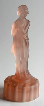 Animals & Figurines 13" Round Base Pink Frosted Draped Lady