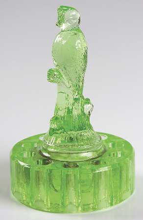 Animals & Figurines Emerald Green Bird on Stump Flower Holder