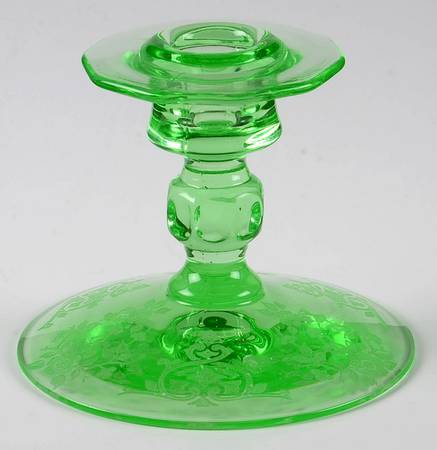 Apple Blossom Emerald Green (Stem 3130) 4" Single Light Candlestick