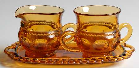 Color Crown Gold (Honey) Creamer, Sugar and Tray Set