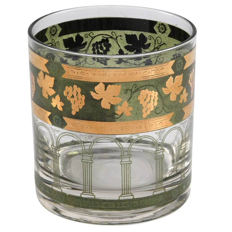 Golden Grapes Green Whiskey Glass