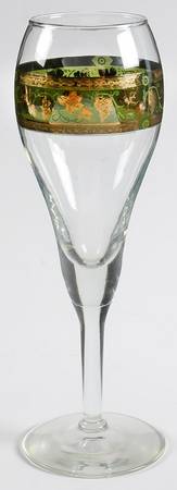 Golden Grapes Green Fluted Champagne