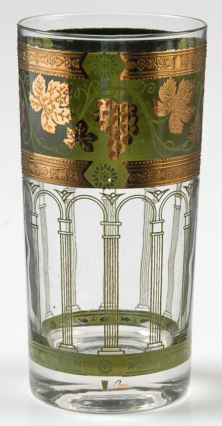 Golden Grapes Green Highball Glass