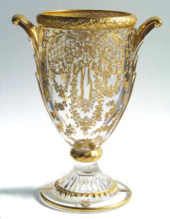 Minerva Clear (Stem 3500, Gold Encrusted) 12" Footed Urn No Lid