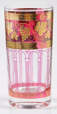 Golden Grapes Burgundy Highball Glass by Cera Glass