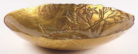 Decorated Glassware (Green Gold Leaf) 15" Salad Bowl