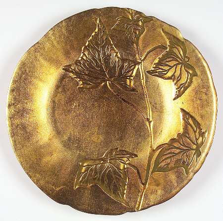 Decorated Glassware (Green Gold Leaf) 12" Round Platter