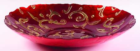 Decorated Glassware (Oriental Scroll) Large Centre Bowl
