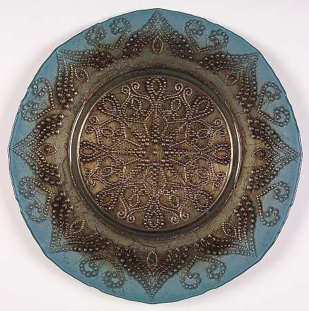 Decorated Glassware (Tunisian Bead) 15" Round Platter