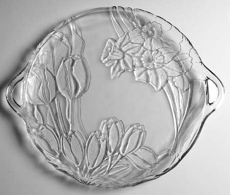 Crystal Fleurs 15" Round Handled Platter