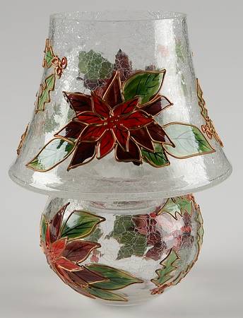 Poinsettia Mini Hurricane Lamp