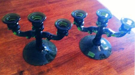Rose Marie Emerald Green 3 Light Candlestick