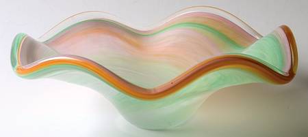 Art Glass 10" Ruffled Bowl