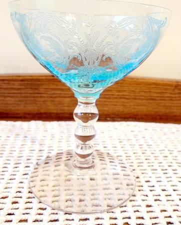 Balda (Clear Blue, Stem #24) Low Sherbet