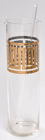 Greek Key (Gold & Black) Martini Pitcher with Stirrer