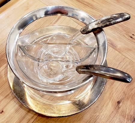 Silver Band (3 Piece) Twin Salad Dressing Set (Bowl &2 Ladles)
