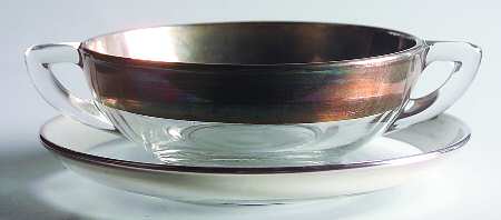 Silver Band Cream Soup & Saucer Set