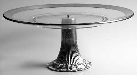 Silver Band Metal Pedestal Cake Stand HC
