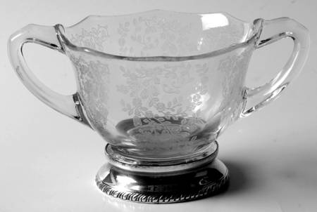 Adoration (Etched) Open Sugar Bowl with Sterling Base