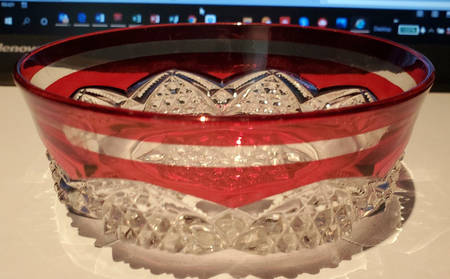 Button Arches Ruby Flashed Sauce Dish