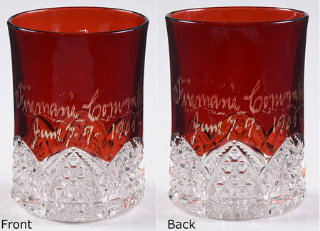 Button Arches Ruby Flashed 8 Oz Flat Tumbler