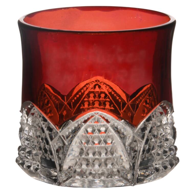Button Arches Ruby Flashed 2 1/2 Oz Flat Tumbler