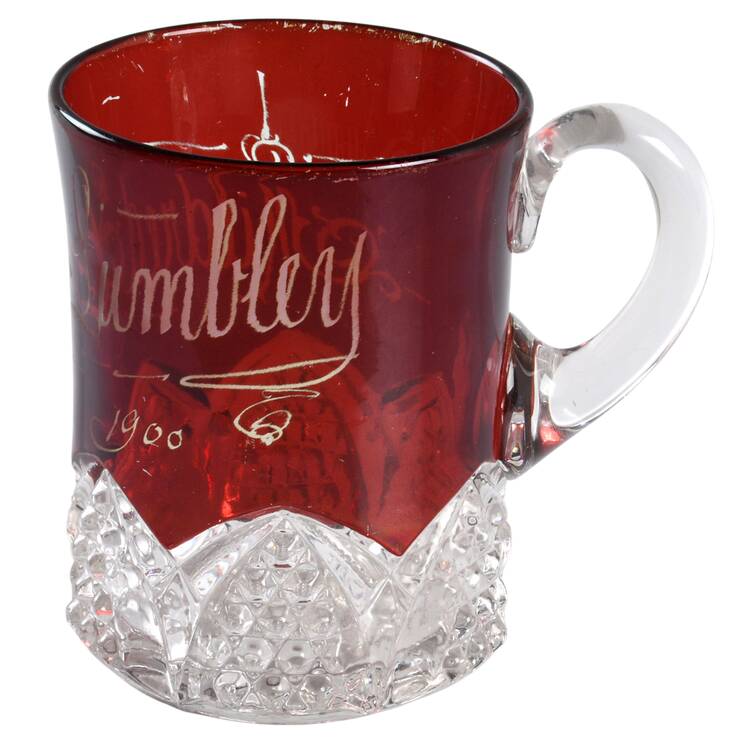 Button Arches Ruby Flashed Mug