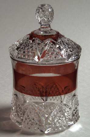 Button Arches Ruby Flashed Sugar Bowl & Lid