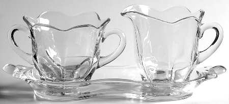 Canterbury (Heavy Pressed) Creamer, Sugar and Tray Set
