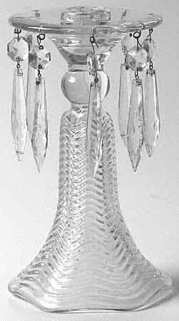 Caribbean Clear Tall Single Candlestick with 8 Prisms