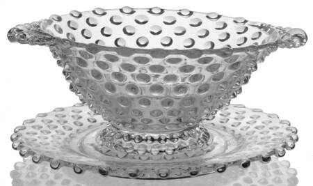 Hobnail Clear (Pressed) Mayonnaise Bowl and Underplate