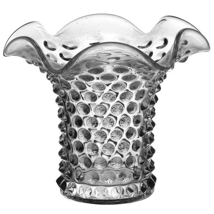 Hobnail Clear (Pressed) 4" Crimped Vase