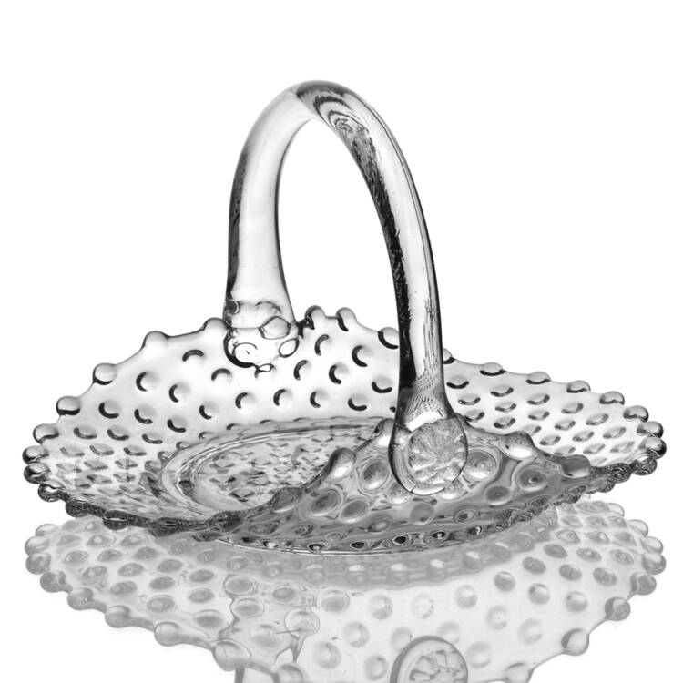 Hobnail Clear (Pressed) 4" Handled Basket