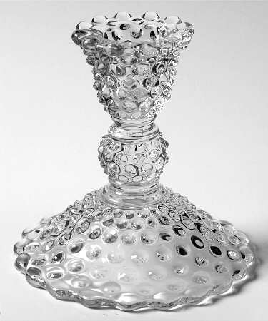 Hobnail Clear (Pressed) 4" Single Light Candlestick