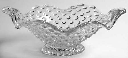 Hobnail Clear (Pressed) 6" Crimped Bon Bon