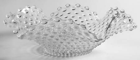 Hobnail Clear (Pressed) 12" Crimped Bowl