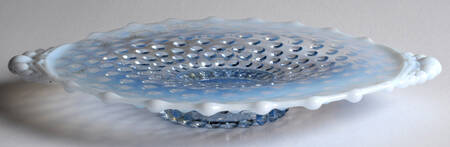 Hobnail Blue (Opalescent) 8" Footed Round Tray