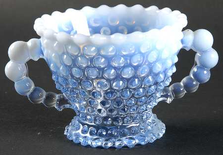Hobnail Blue (Opalescent) Open Sugar