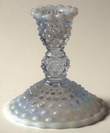 Hobnail Blue (Opalescent) Single Light Candlestick